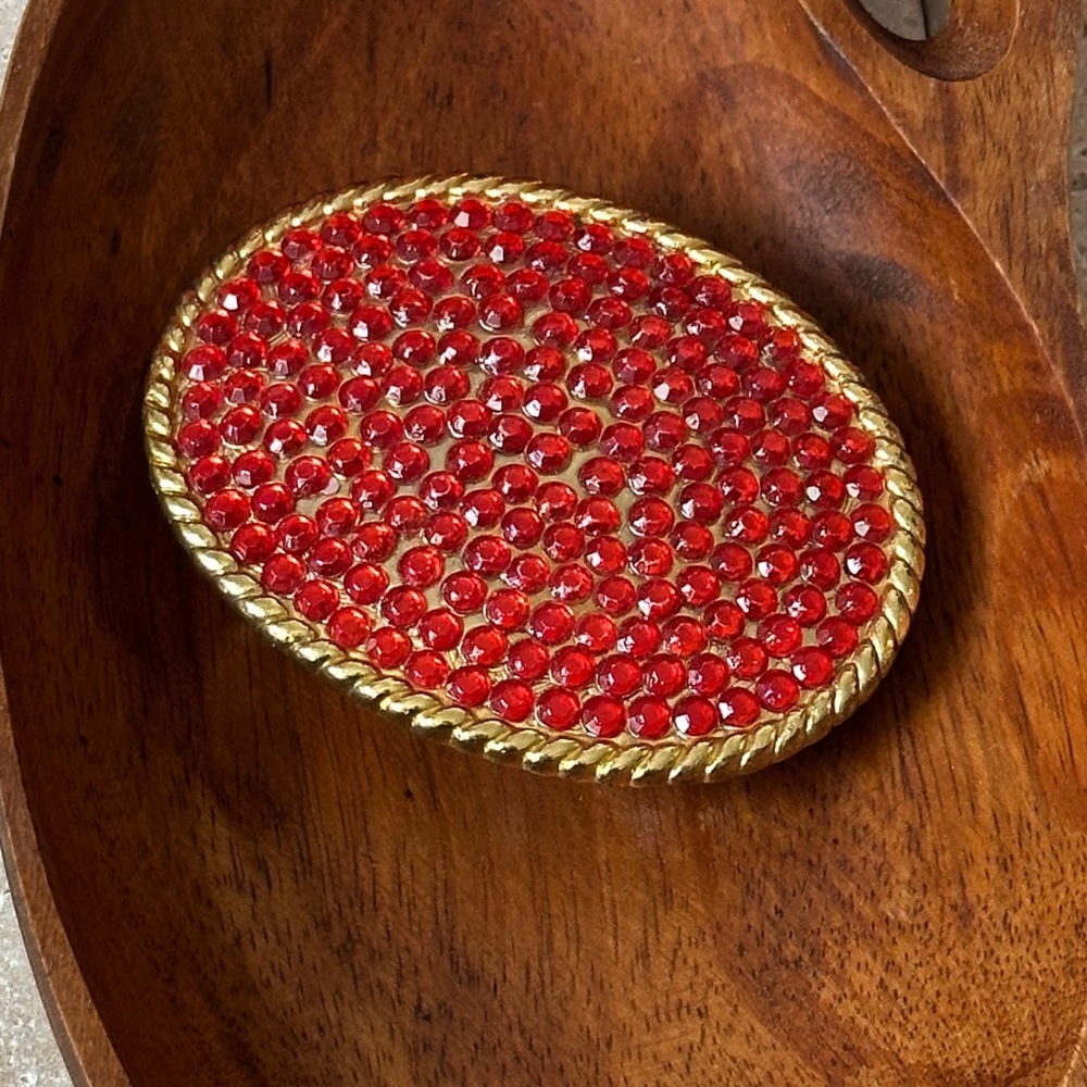 Vintage Red Bling Large Belt Buckle